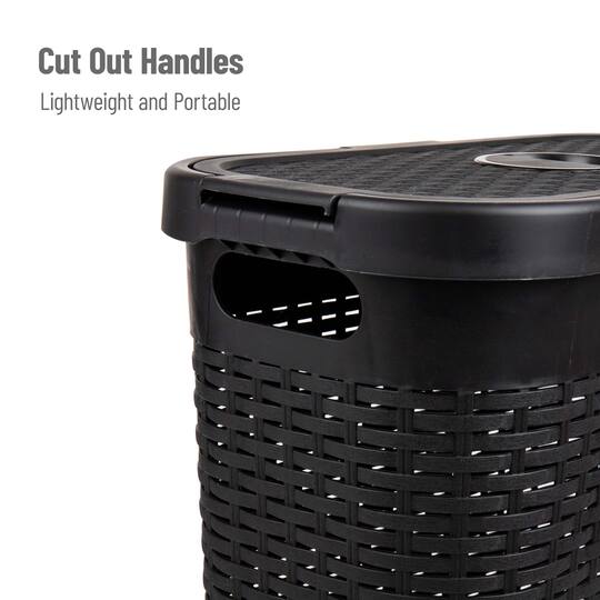 Mind Reader 40L Ventilated Slim Laundry Hamper with Cut Out Handles & Attached Hinged Lid